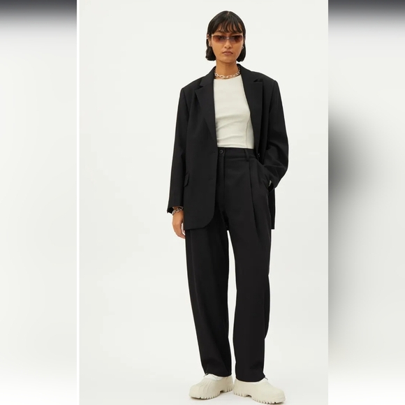 Weekday Brown High Rise Wide Leg Terra Suit Trousers Pants Size 36 - Picture 13 of 13